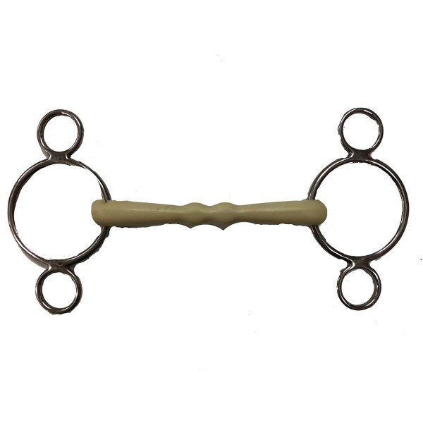3-Ring Gebiss, Kunststoff-Stange mit Apfelaroma von Sagimex, Pessoa-Springkandare, Flexi-Kunststoff