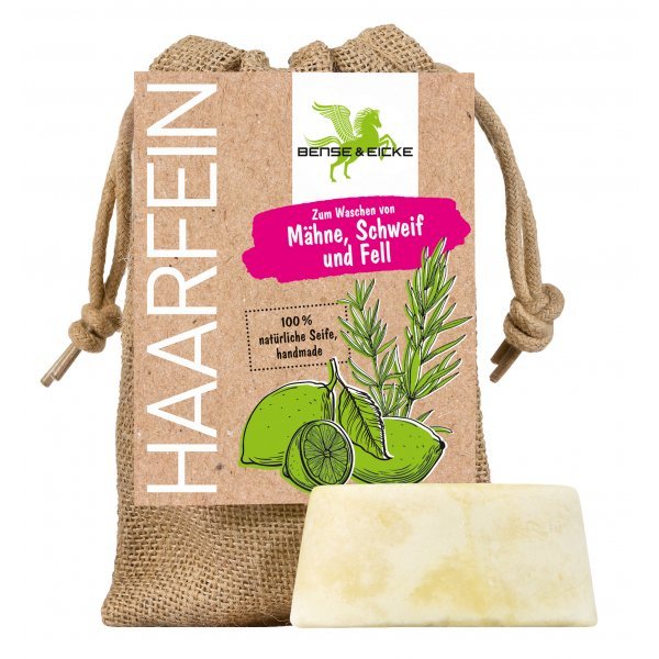 "HaarFein" Die Seife im Sack! 100 % natürliche Seife mit pflegenden Inhalststoffen, 1 Stück im Jutesack von Bense & Eicke
