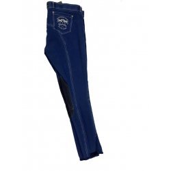 Kniebesatz-Reithose Tabea Jeansreithose Denim Blue washed mitdunkelblauen Besätzen