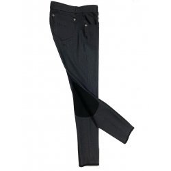 Kniebesatz-Reithose Tabea Jeansreithose, Jeanstaschen mit Nieten, Kniebesatz, Klettabschluss an den Beinen, schwarz 