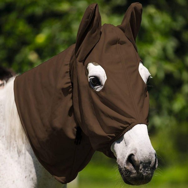 Ekzemerkopfteil, Fliegenmaske, Sommermaske für empfindliche Pferde,passend zu Ekzemerdecke, braun