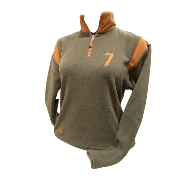 Fleecepulli Sweater Polar Micro Fleece Troyer, khaki orange