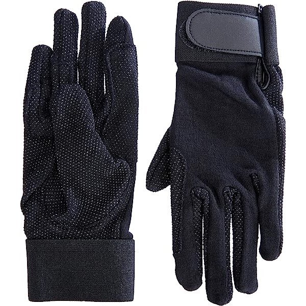 Reithandschuhe equi-deluxe Handschuhe Katoen mit Antislip-Noppen , Baumwolle, schwarz