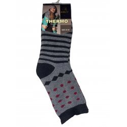 Thermo-Socken, schöne warme Wintersocken in modischen Farben, innen mit flauschigem Frottee ausgestattet, grau-schwarz-rot