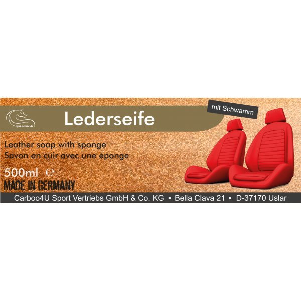 Lederseife Plus Schwamm von equi-deluxe ideale Pflege für Sattel, Trense, Autositze, Taschen, und weitere Glattleder - 500ml