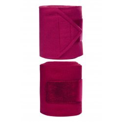 Fleece-Bandagen Innovation 4er Set, Länge 100 cm - Breite 6 cm - Lieferung in einer Reißverschlusstasche - weinrot