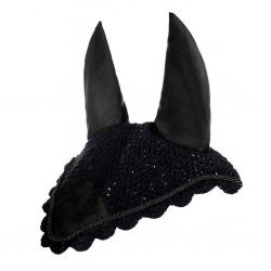 Fliegenhaube mit Ohren von HKM gehäkelte Fliegenohren mit Dekolitze, schwarz-schwarz