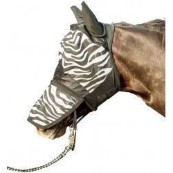 Shetty Fliegenschutzmaske Fliegenmaske -Zebra- mit Nüsternschutz - weiss-schwarz
