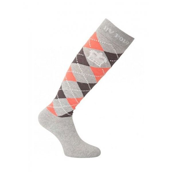 Reitsocken Argyle-Muster HV Polo Socken, Baumwollmaterial, Silvergrey-Rouge-Graphite