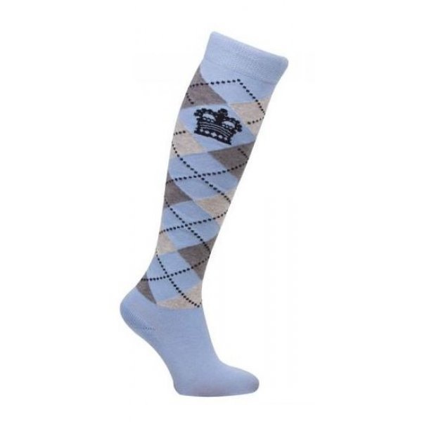 Reitsocken Argyle-Muster HV Polo Socken, Baumwollmaterial, Softblue-Grey-Melange