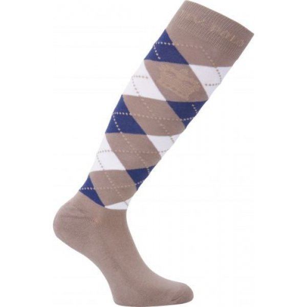 Reitsocken Argyle-Muster Socken, Strümpfe, HV Polo Socken, Baumwollmaterial, Light-Taupe-Jacaranda