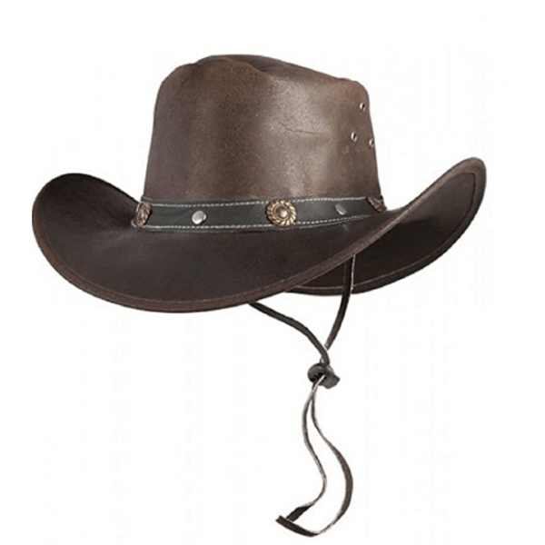 Westernhut Cowboyhut Texas mit Hutband mit Lederzierband, Belüftung aus Rauleder