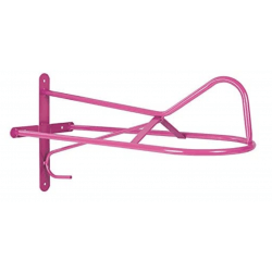 Stabiler Western-Sattelträger Sattelhalter aus Metall, PVC-beschichtet, mit Vorbohrungen, der Sattelform angepasst, Farbe pink