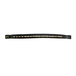 Stirnriemen 3323 Stirnband in schwarz mit Messingkette silber- und goldfarben