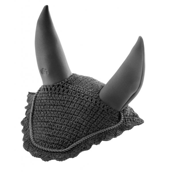 Fliegenhaube Ohrenhaube von USG aus Baumwollgewebe mit elastischem Ohrenschutz, schwarz