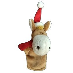 HappyRoss Fingerpuppe Pferdchen mit Weihnachtsmütze und Schal 